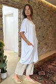 Made in Italy Perfect Pocketed T Shirt Dress White /88 =
